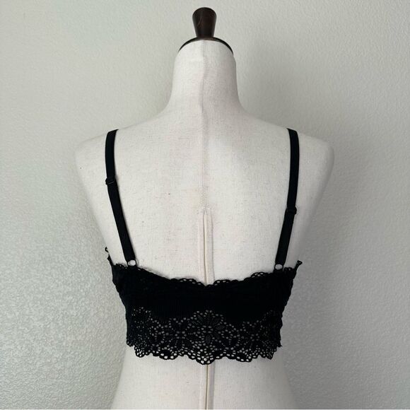 Aerie Laser Cut Lace Wireless Adjustable Strap Black Brallette - Picture 4 of 12